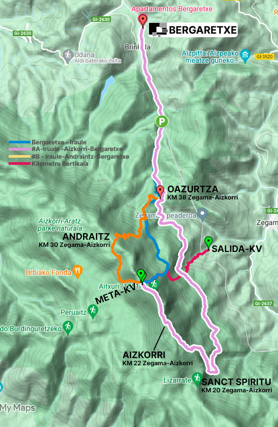 Mapa IRAULE - AIZKORRI - BERGARETXE